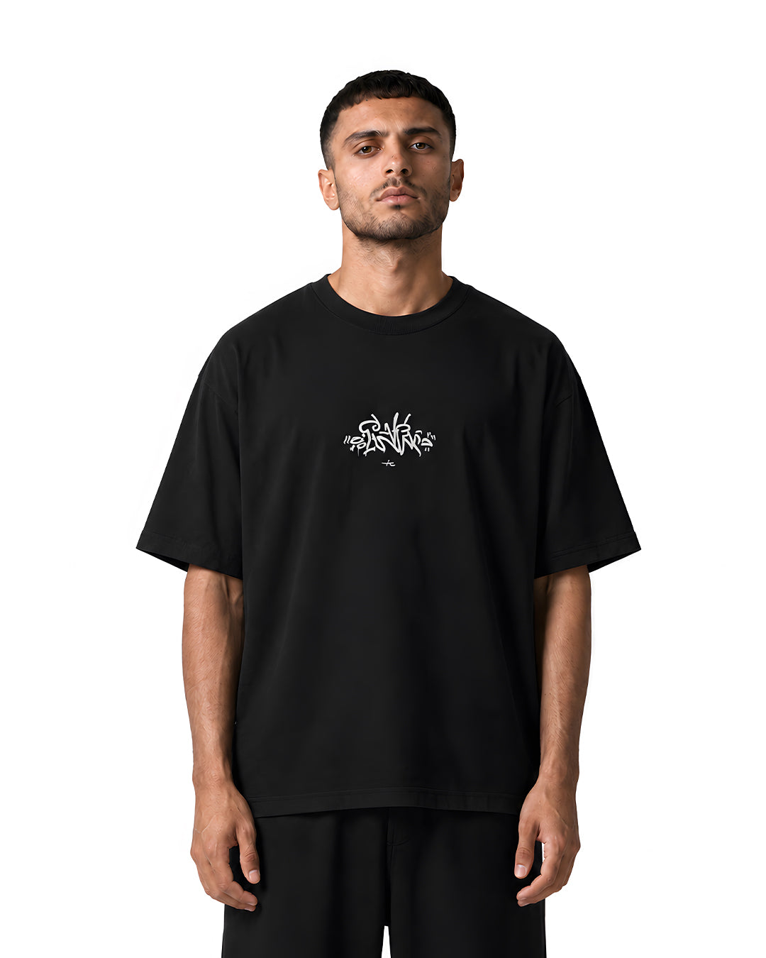 Weave Oversized Tee — Black