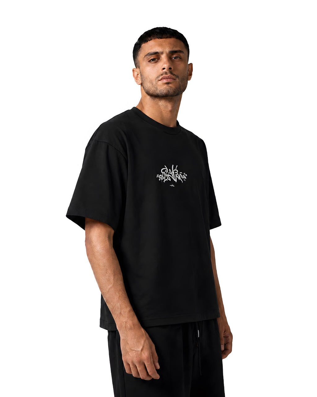 Weave Oversized Tee — Black