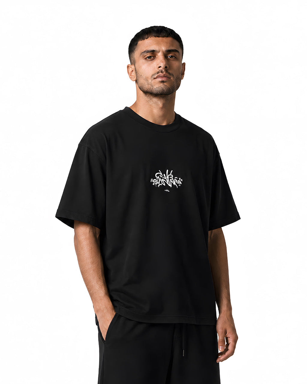 Weave Oversized Tee — Black