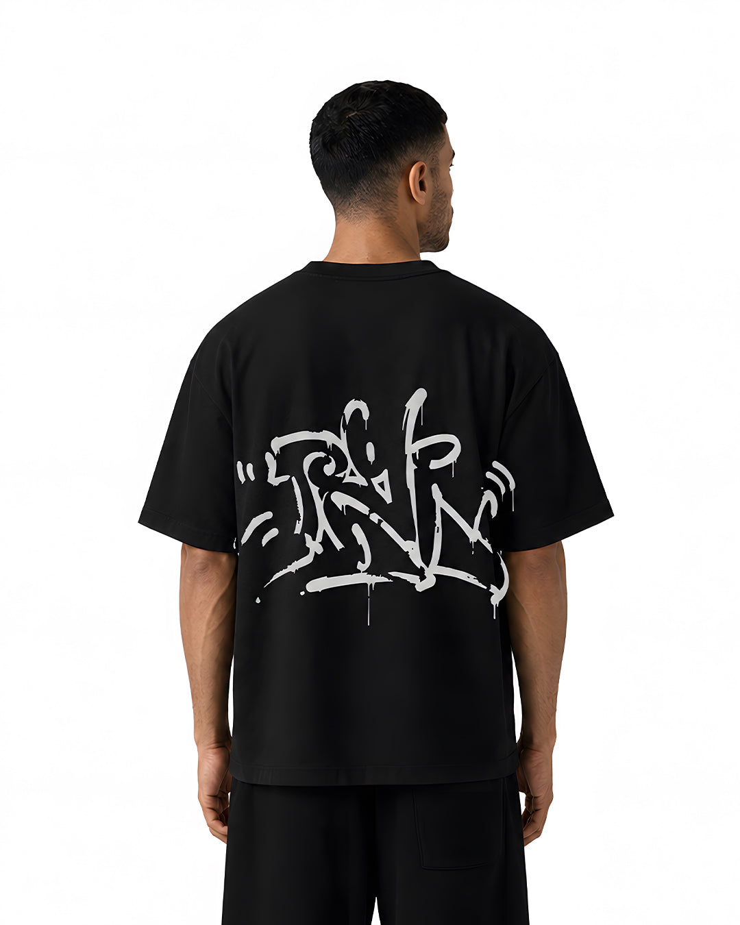 Weave Oversized Tee — Black