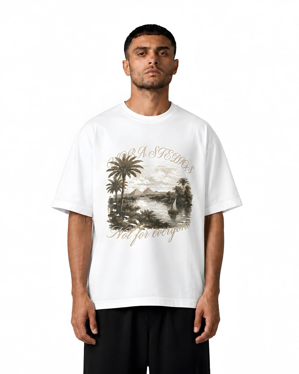 Kemet Oversized Tee — White & Black
