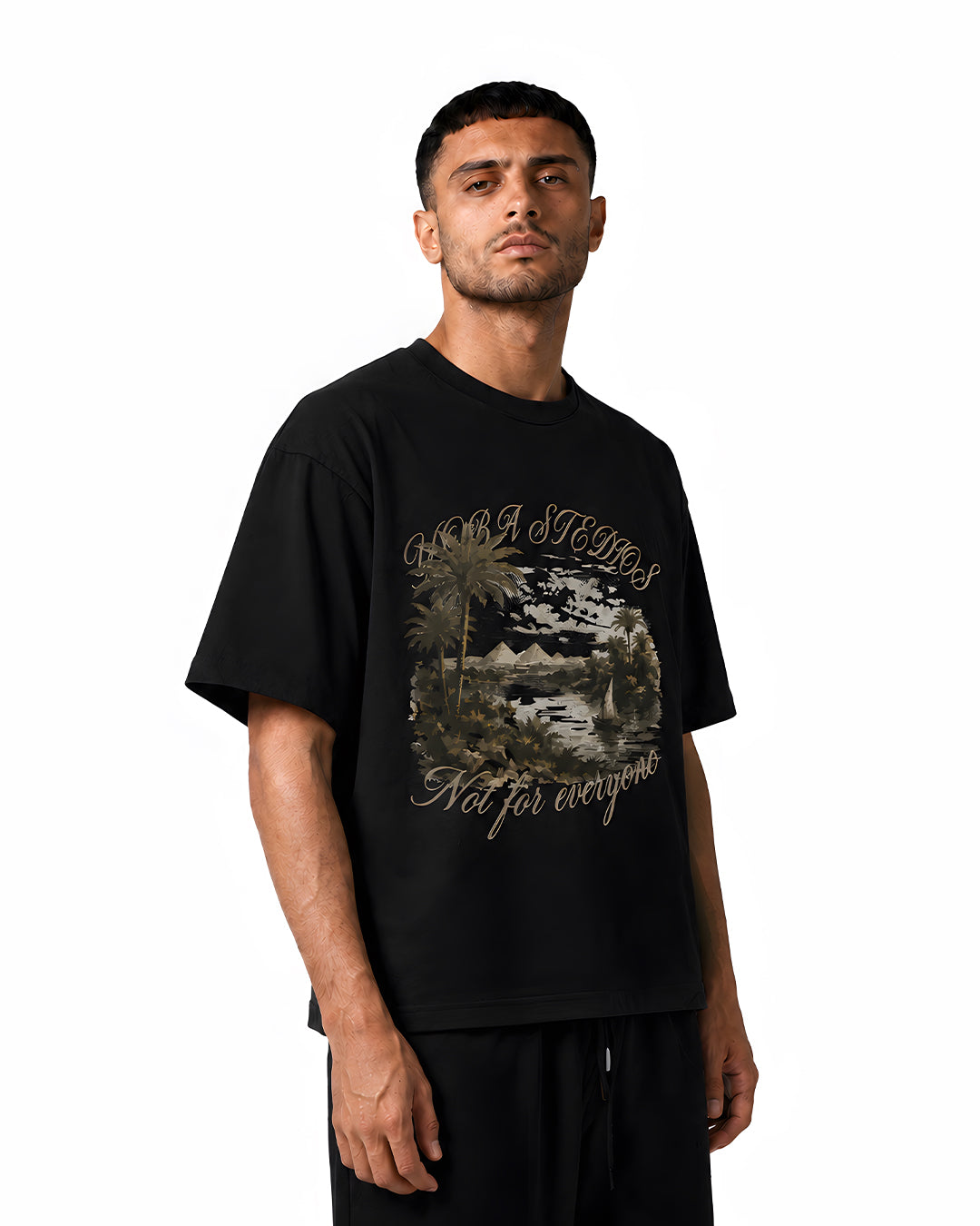 Kemet Oversized Tee — White & Black