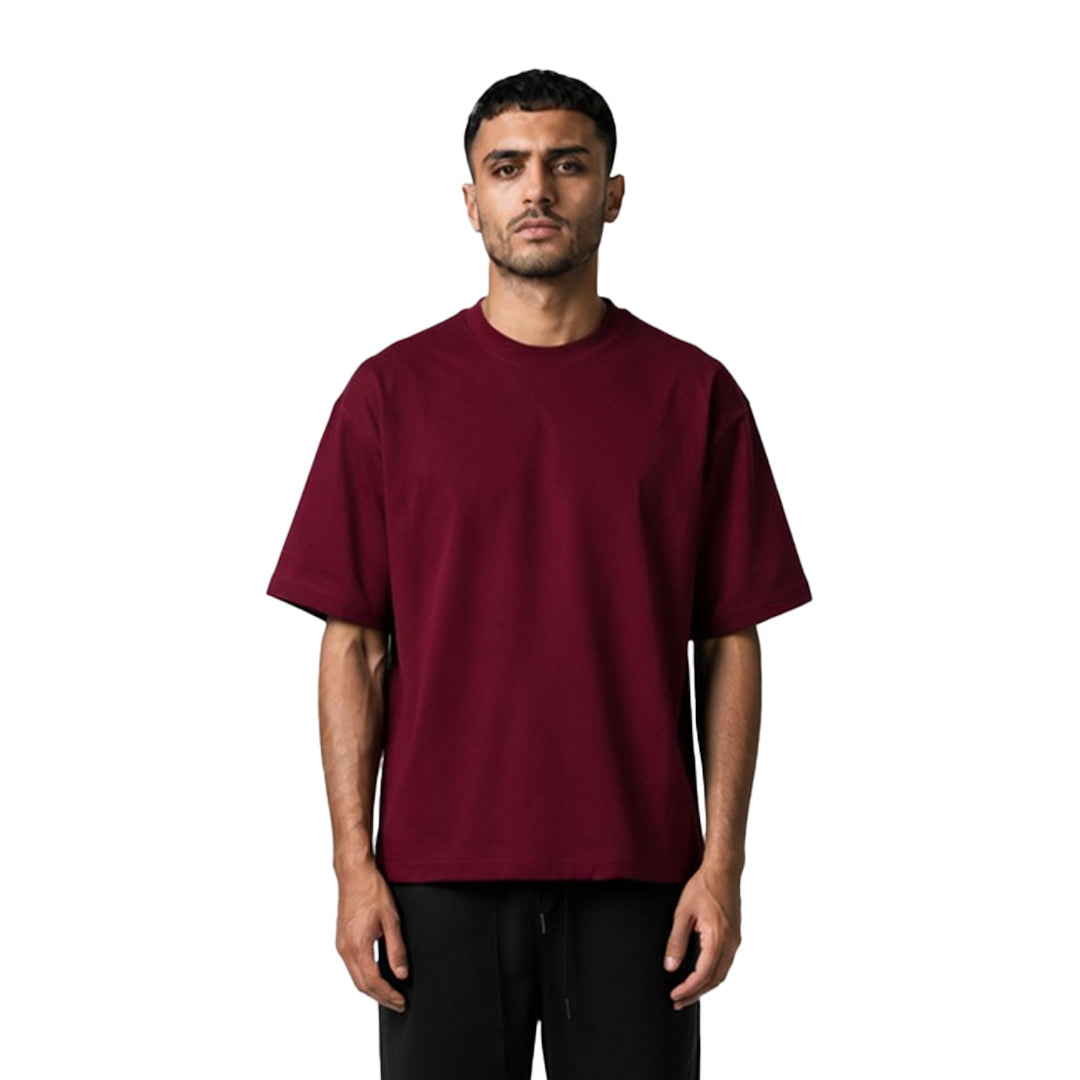 Oversized Blank Tee — Burgundy