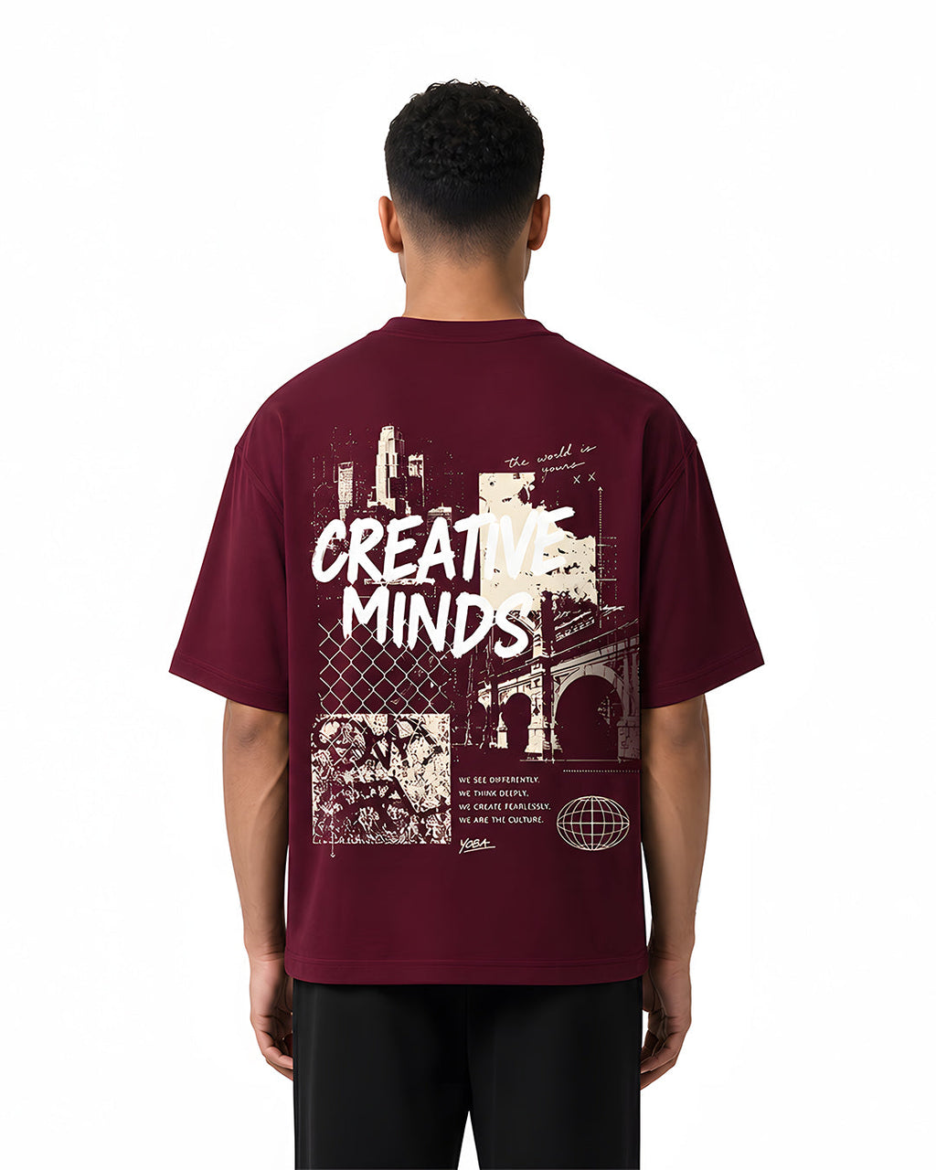 Creative Minds Oversized Tee — Burgundy