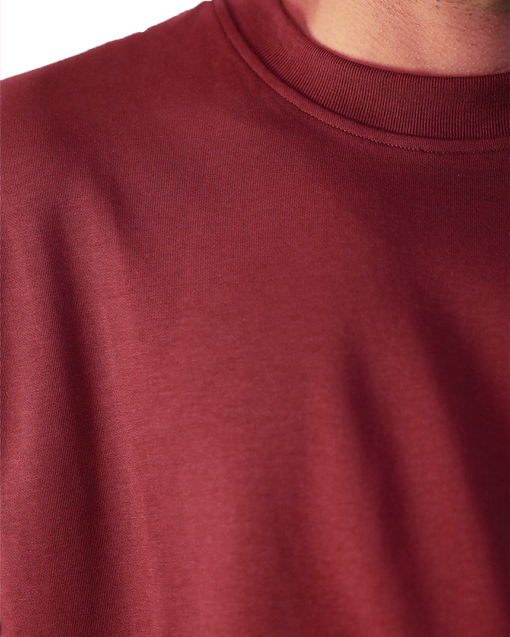 Box Fit Blank Burgundy Tee - SS26