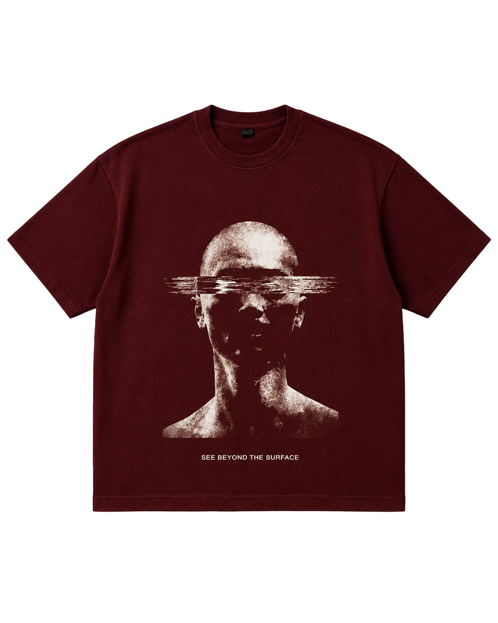 Mirror Oversized Tee — Black & Burgundy