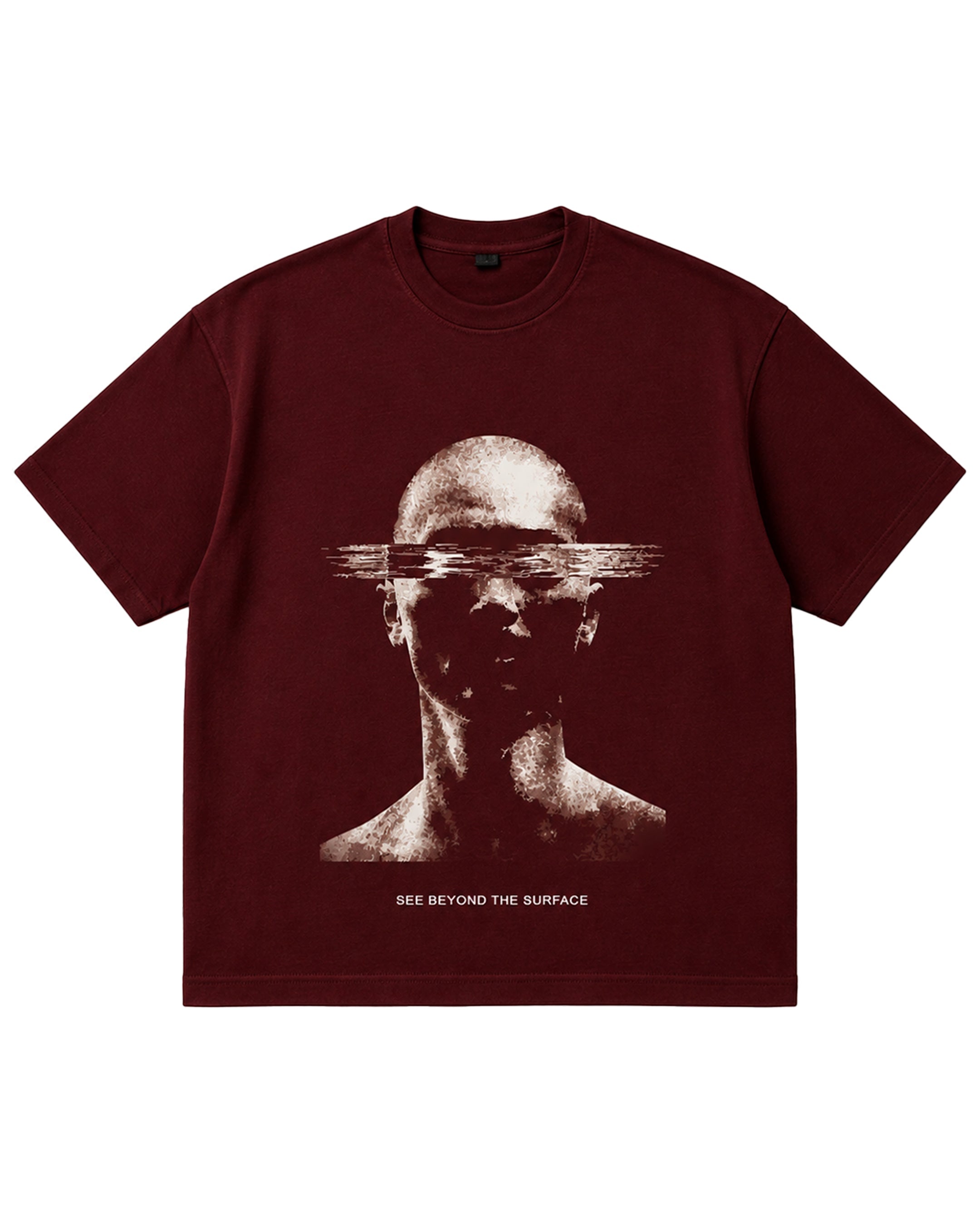 Mirror Oversized Tee — Black & Burgundy
