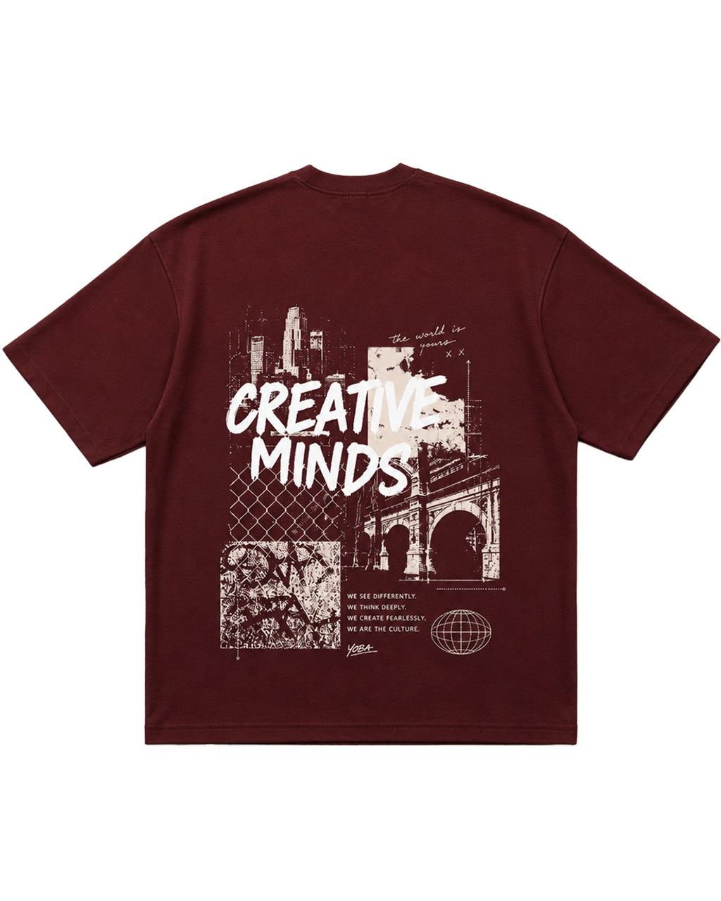 Creative Minds Oversized Tee — Burgundy