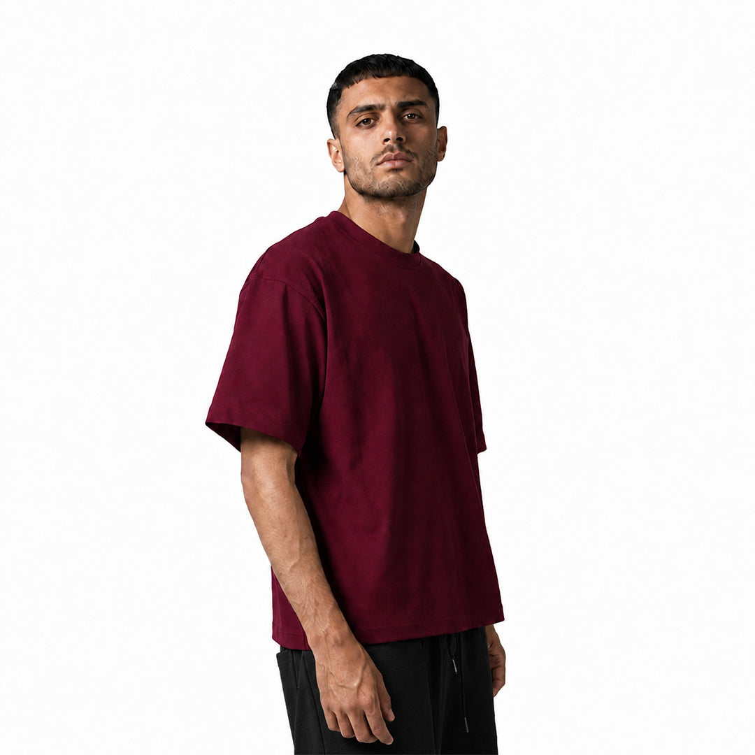 Oversized Blank Tee — Burgundy